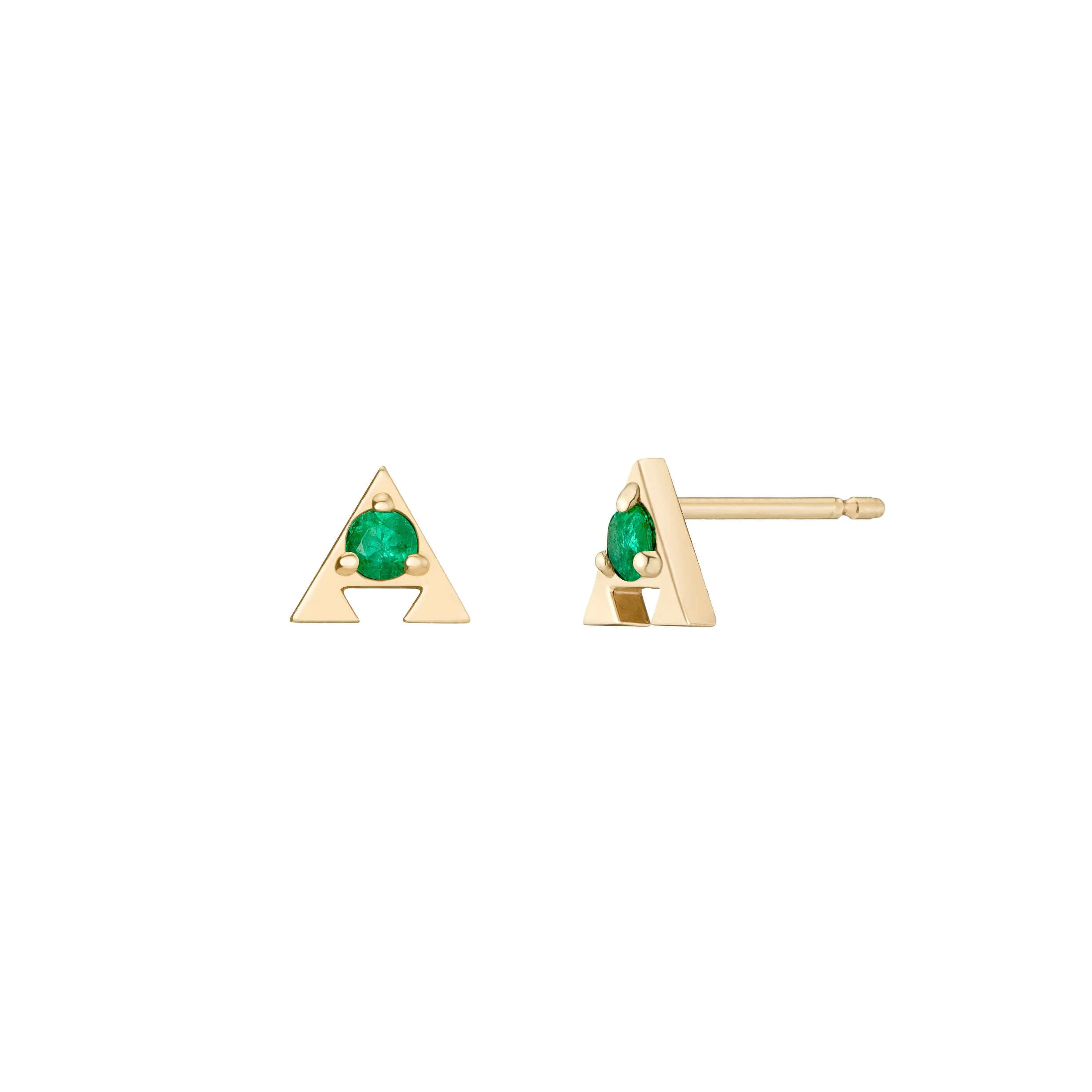 Amulet 'Muska' Studs - Blue / Orange / Gray Sapphire, Emerald, Alexandrite