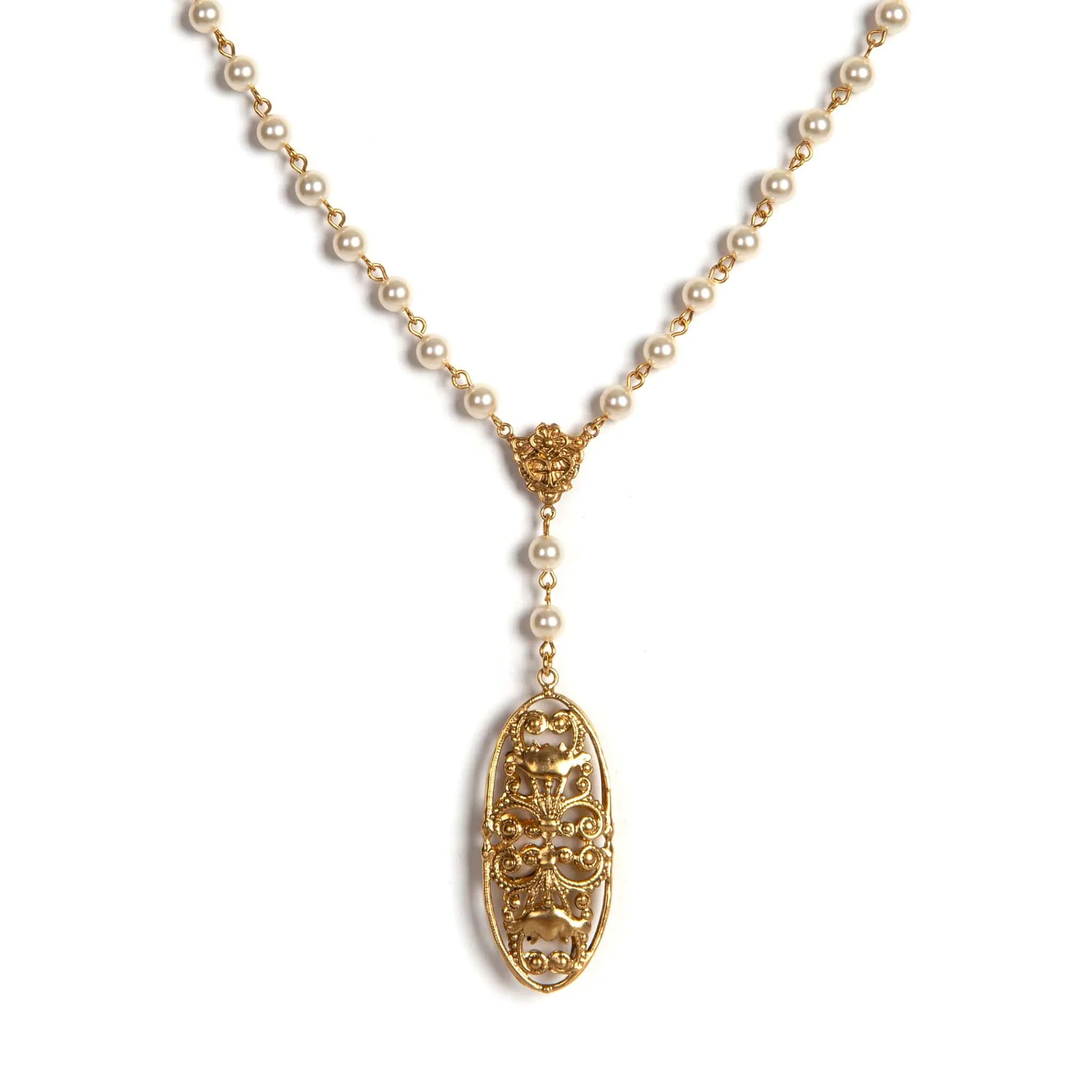 Antigua Rosary Cream Pearl   Necklace Extender