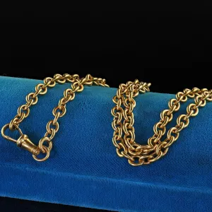 Antique Art Deco French 18K Yellow Gold Cable Link Necklace Chain