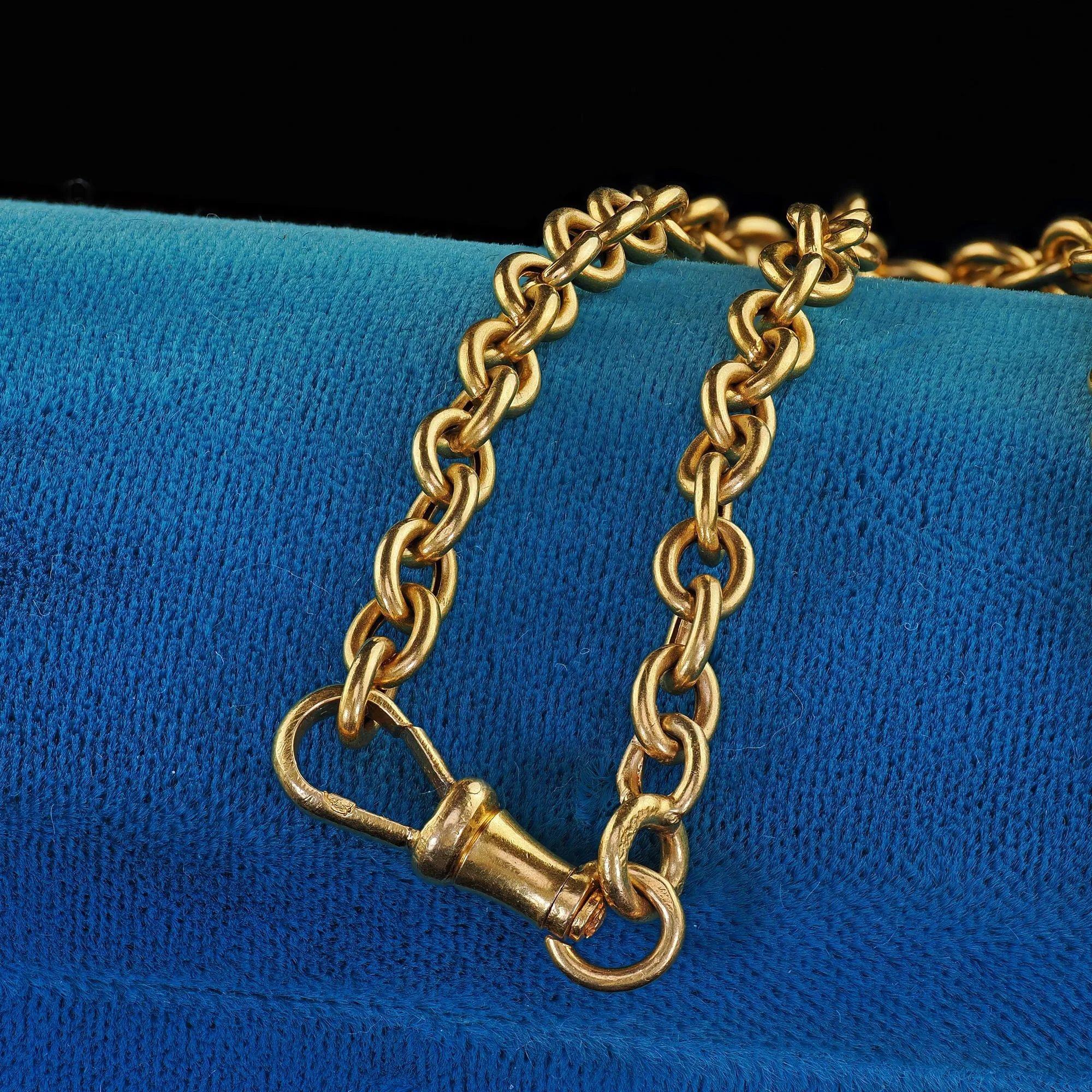 Antique Art Deco French 18K Yellow Gold Cable Link Necklace Chain