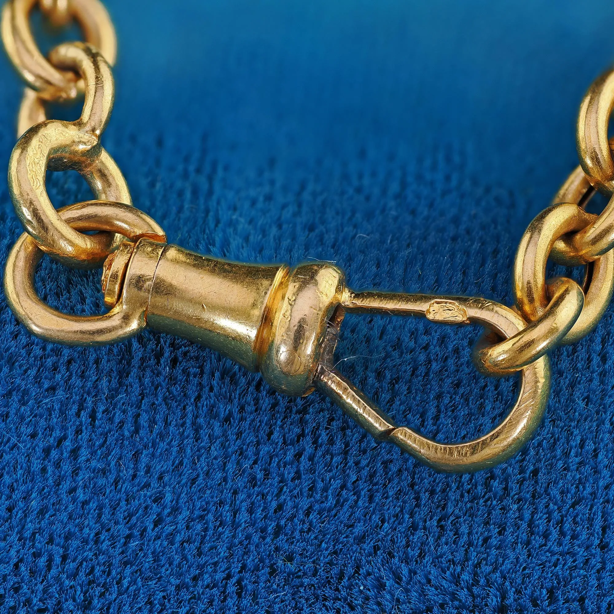Antique Art Deco French 18K Yellow Gold Cable Link Necklace Chain