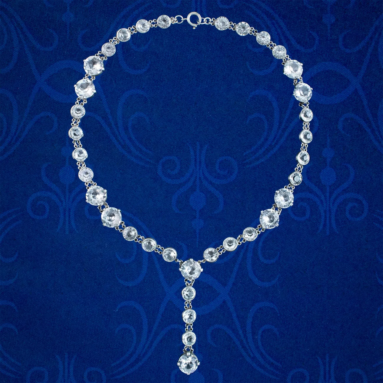 Antique Art Deco Paste Silver Necklace