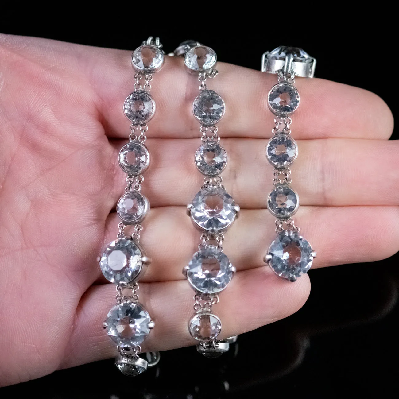 Antique Art Deco Paste Silver Necklace