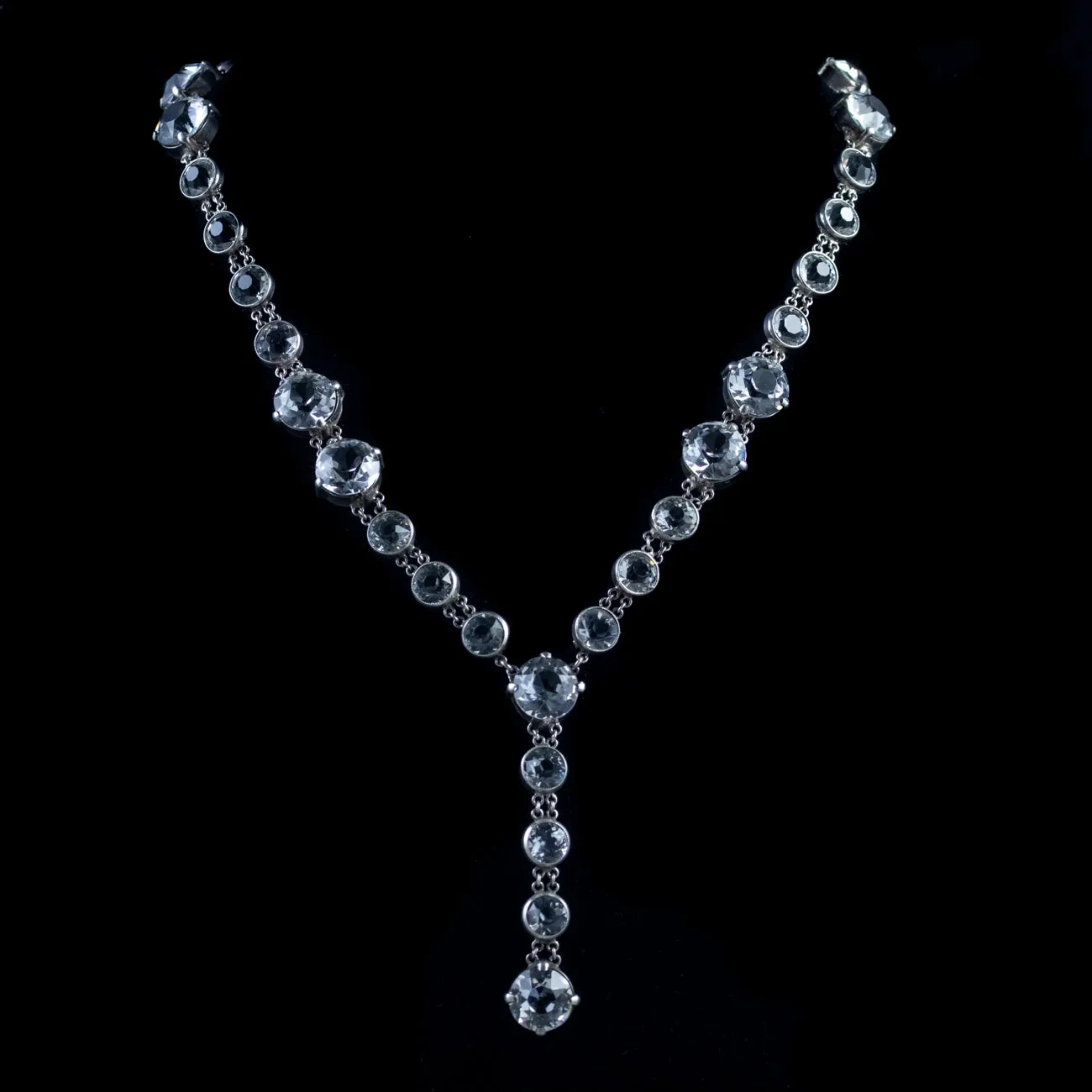 Antique Art Deco Paste Silver Necklace