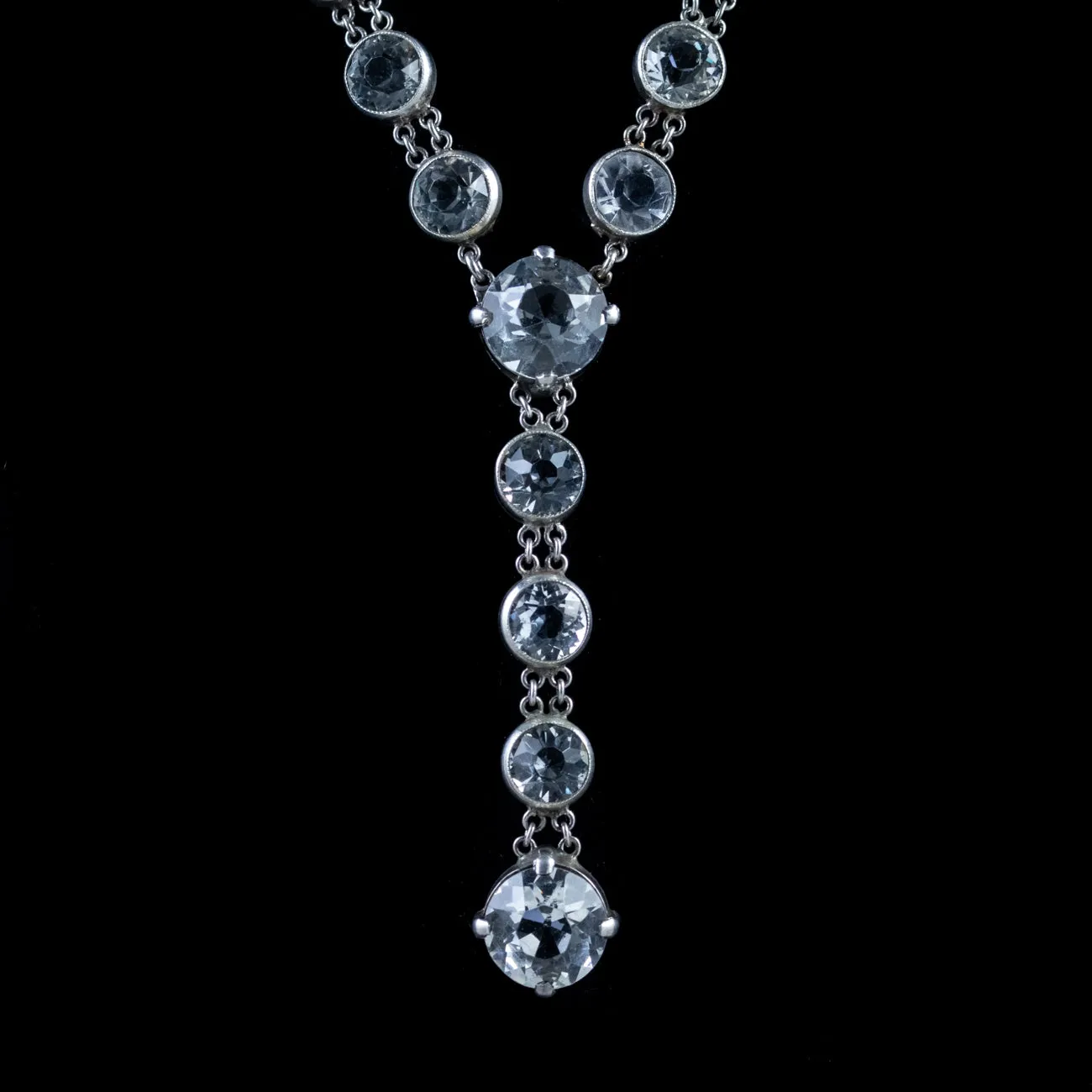 Antique Art Deco Paste Silver Necklace