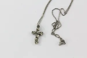 Antique Art Nouveau Silver Cross & Chain #1