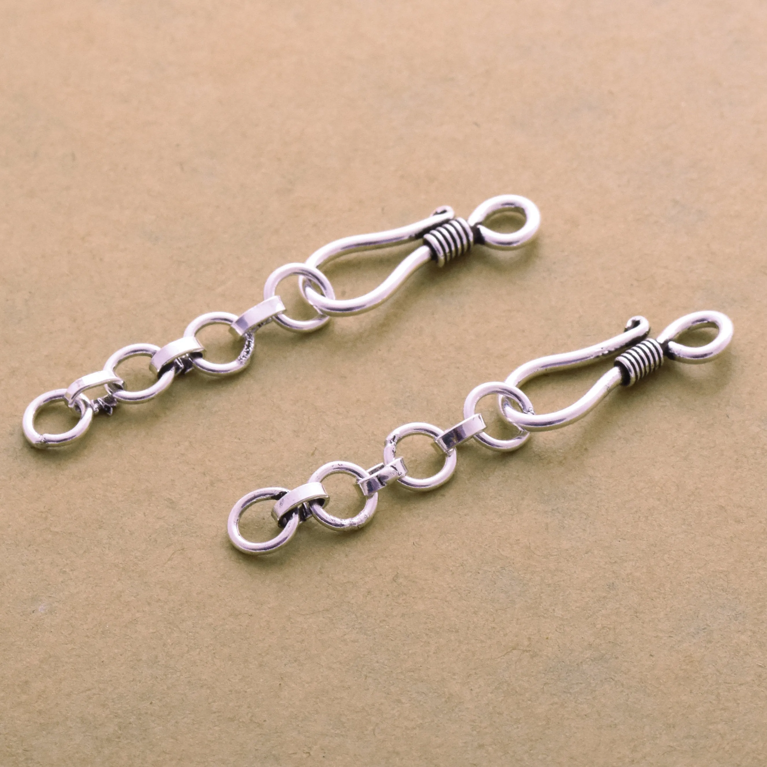 Antique Silver Plated Rope Bali S Hook Clasps - 54mm
