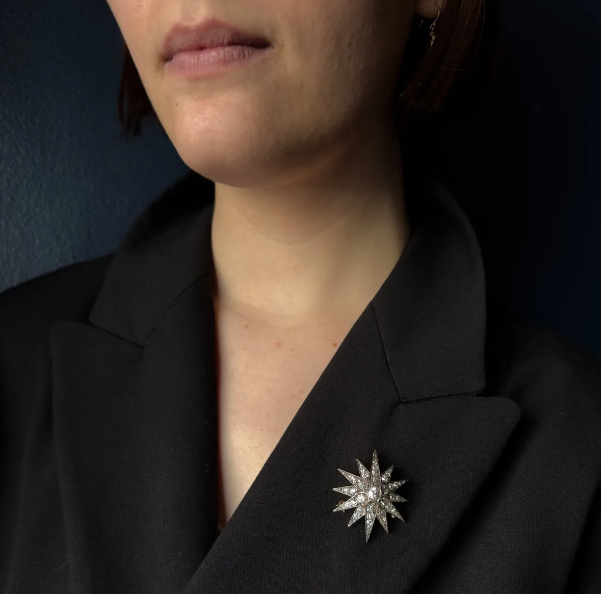 Antique Victorian 14k/Silver Diamond Star Pin/Pendant