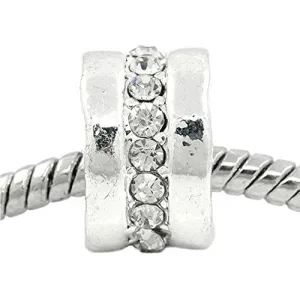 April Birthstone Bead Spacer for Snake Chain Charm Bracelet