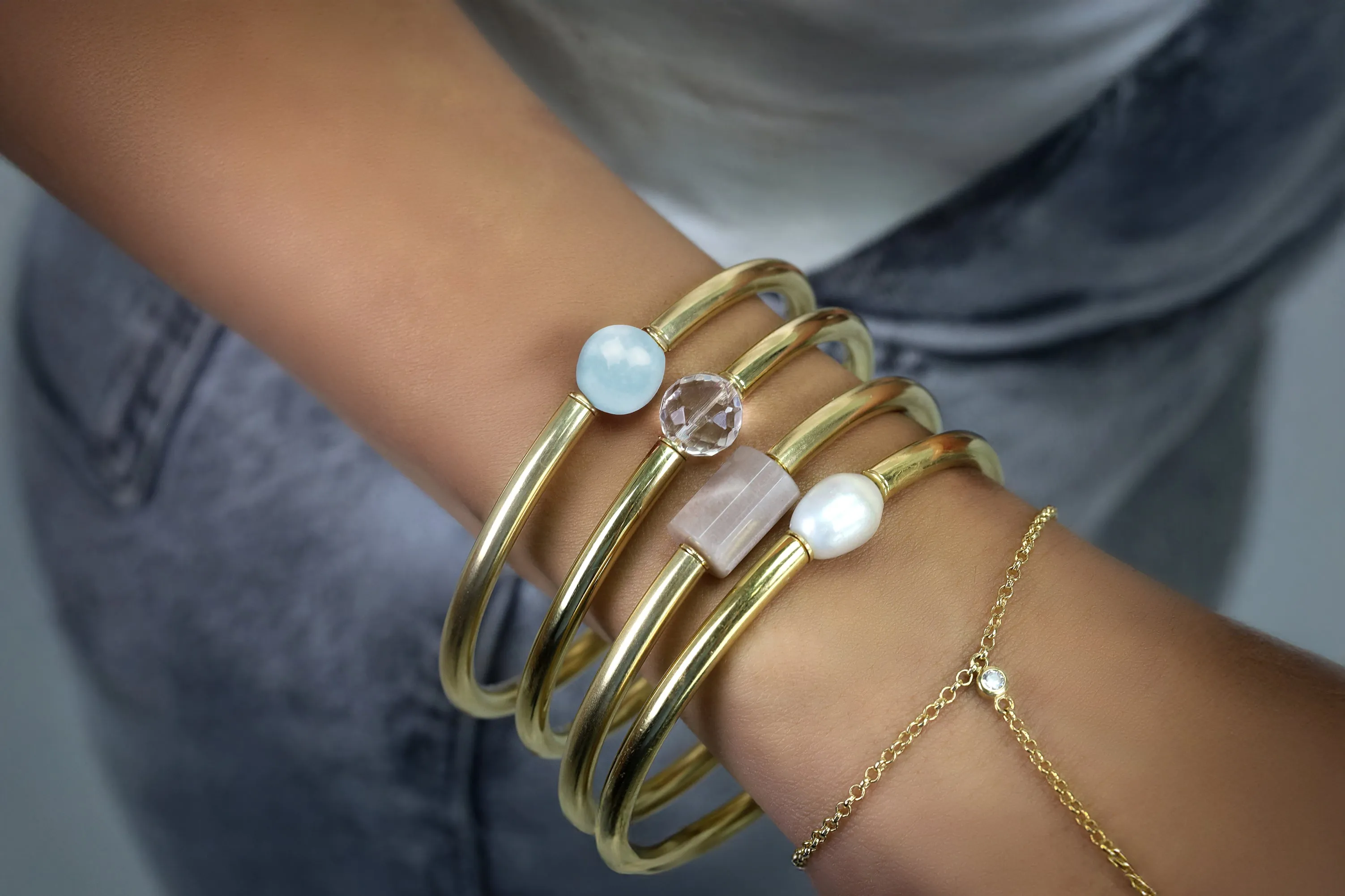 Aquamarine Gold Bracelet