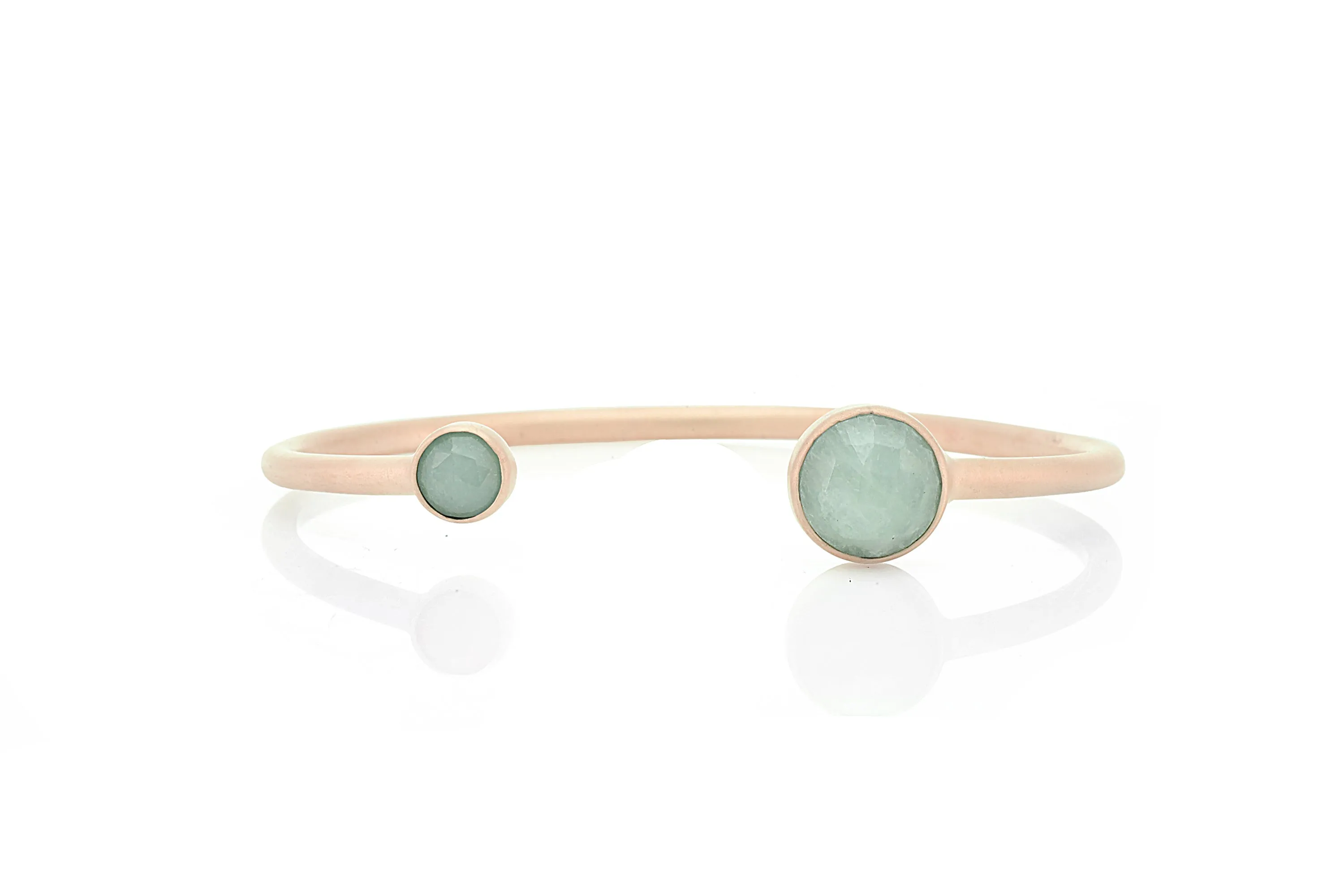 Aquamarine Multi Stone Bezel Set Gold Open Cuff Bracelet