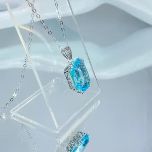 Aquamarine Necklace, 1930s Art Nouveu Jewelry #P109