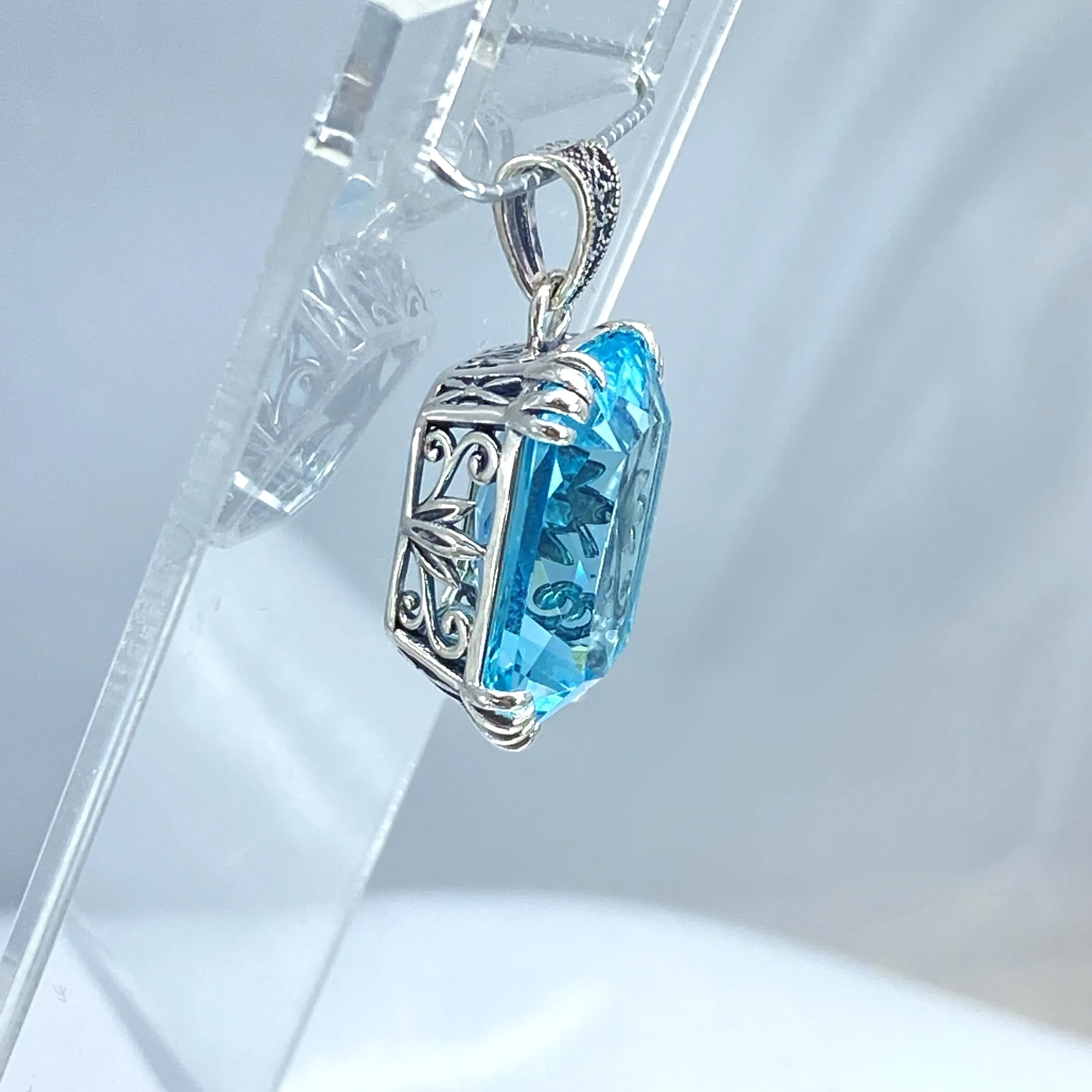 Aquamarine Necklace, 1930s Art Nouveu Jewelry #P109