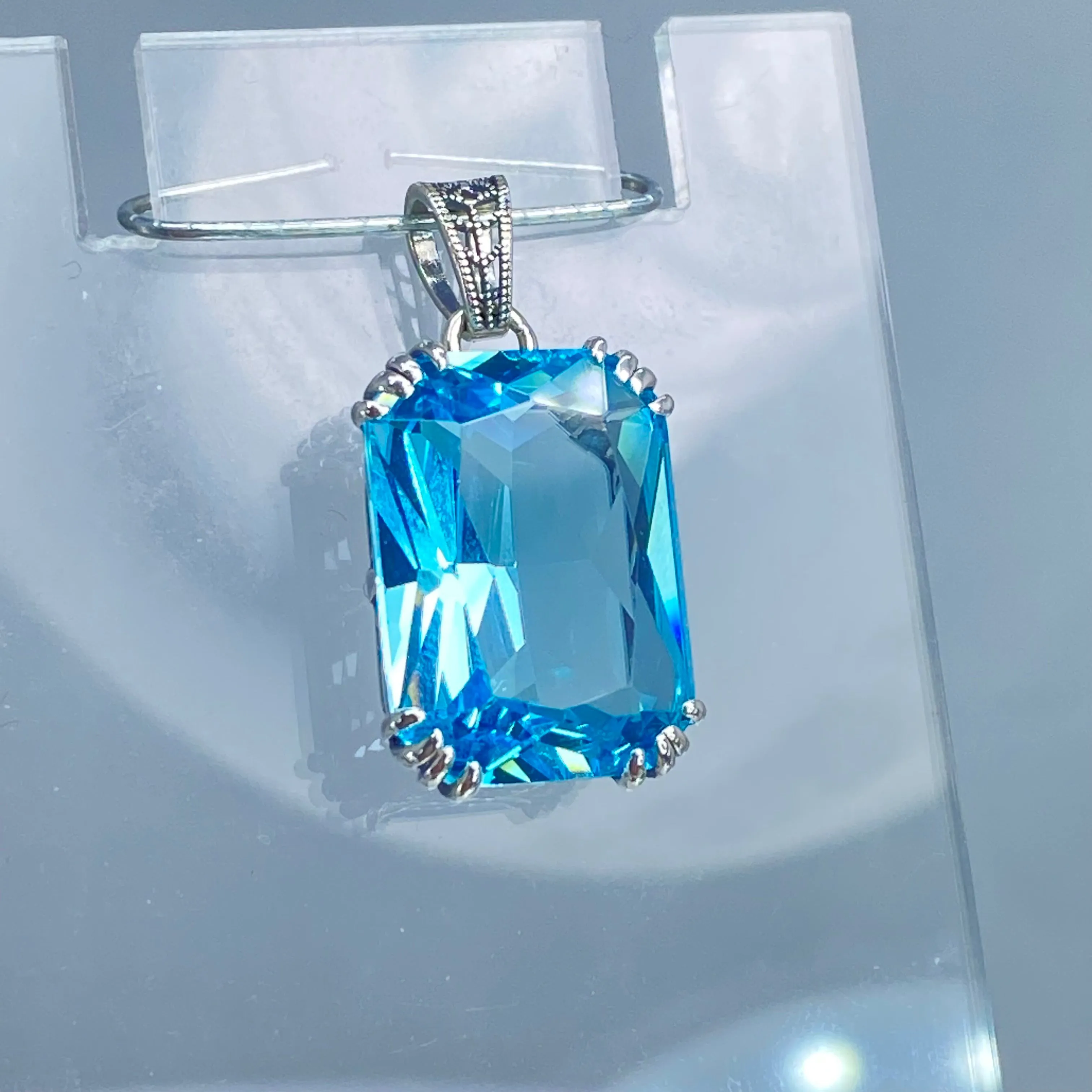Aquamarine Necklace, 1930s Art Nouveu Jewelry #P109