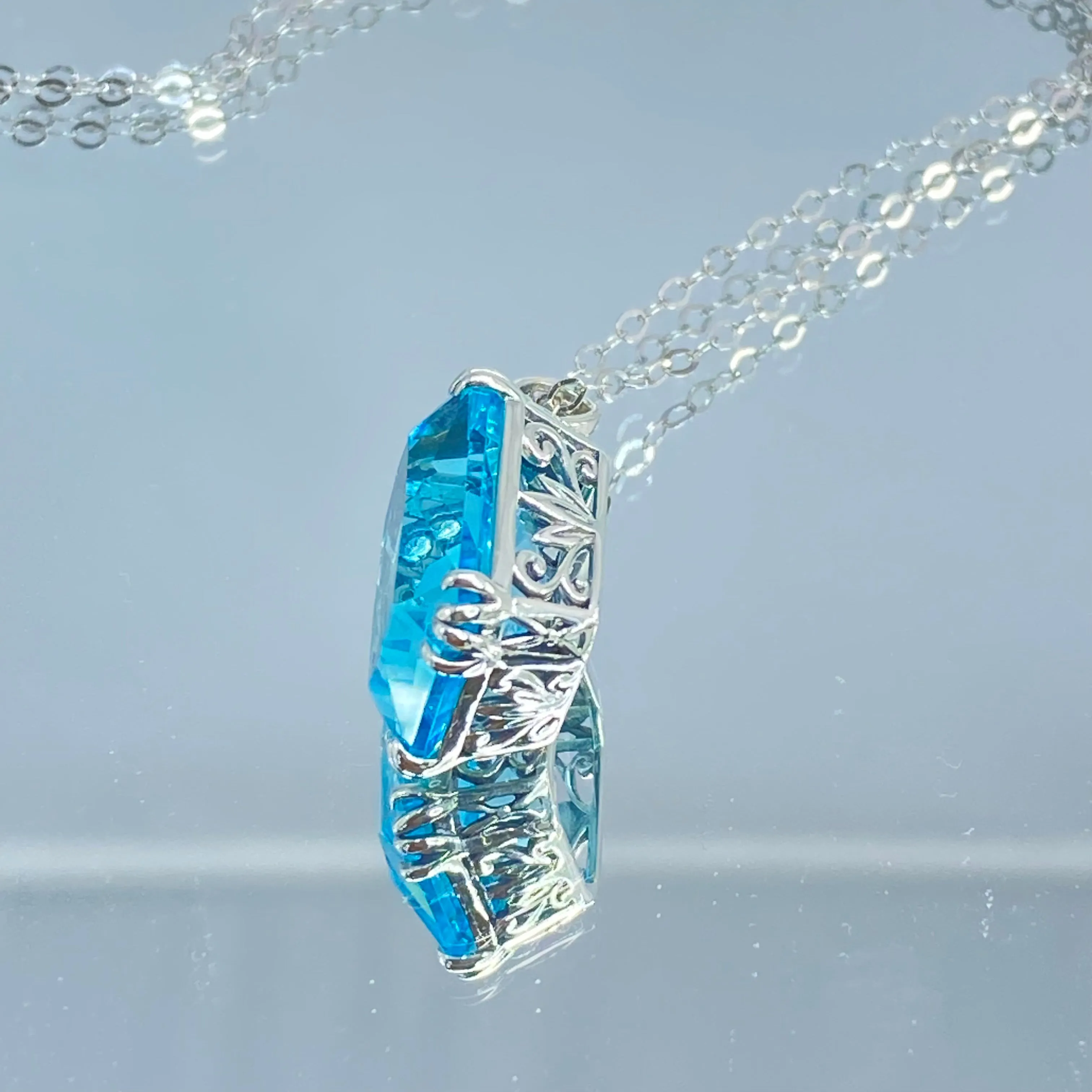 Aquamarine Necklace, 1930s Art Nouveu Jewelry #P109