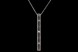 Art Deco 14K Gold Old European Diamond & Natural Sapphire Bar Pin Conversion Pendant Necklace