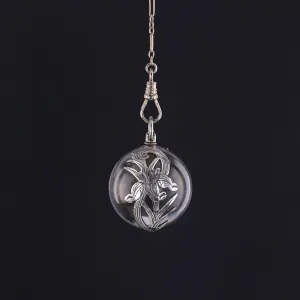 Art Deco 14k White Gold Filigree Chain with Optional Pools of Light Orb