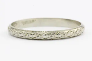 Art Deco 18K White Gold Wedding Band size 7.25 c.1930's
