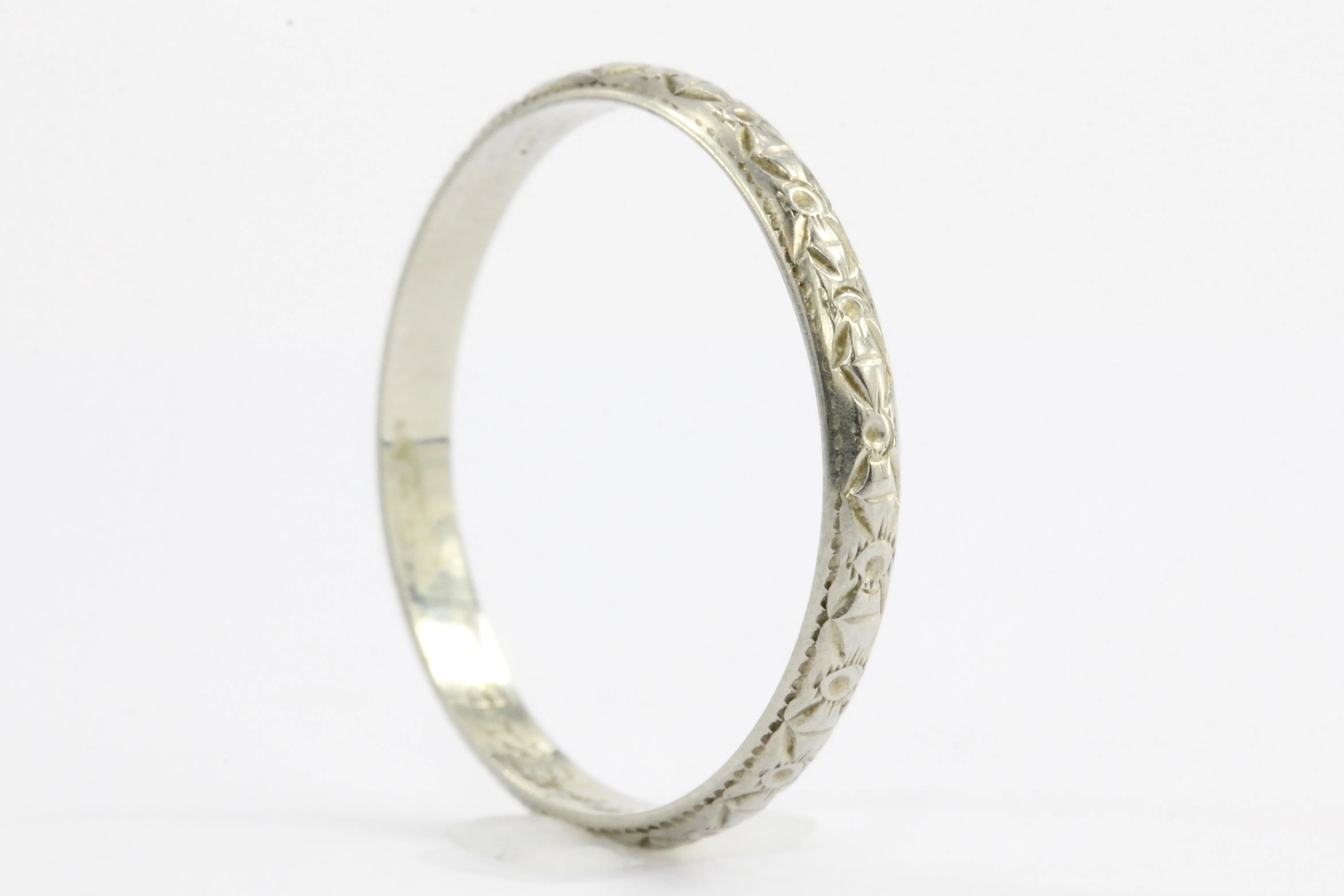 Art Deco 18K White Gold Wedding Band size 7.25 c.1930's