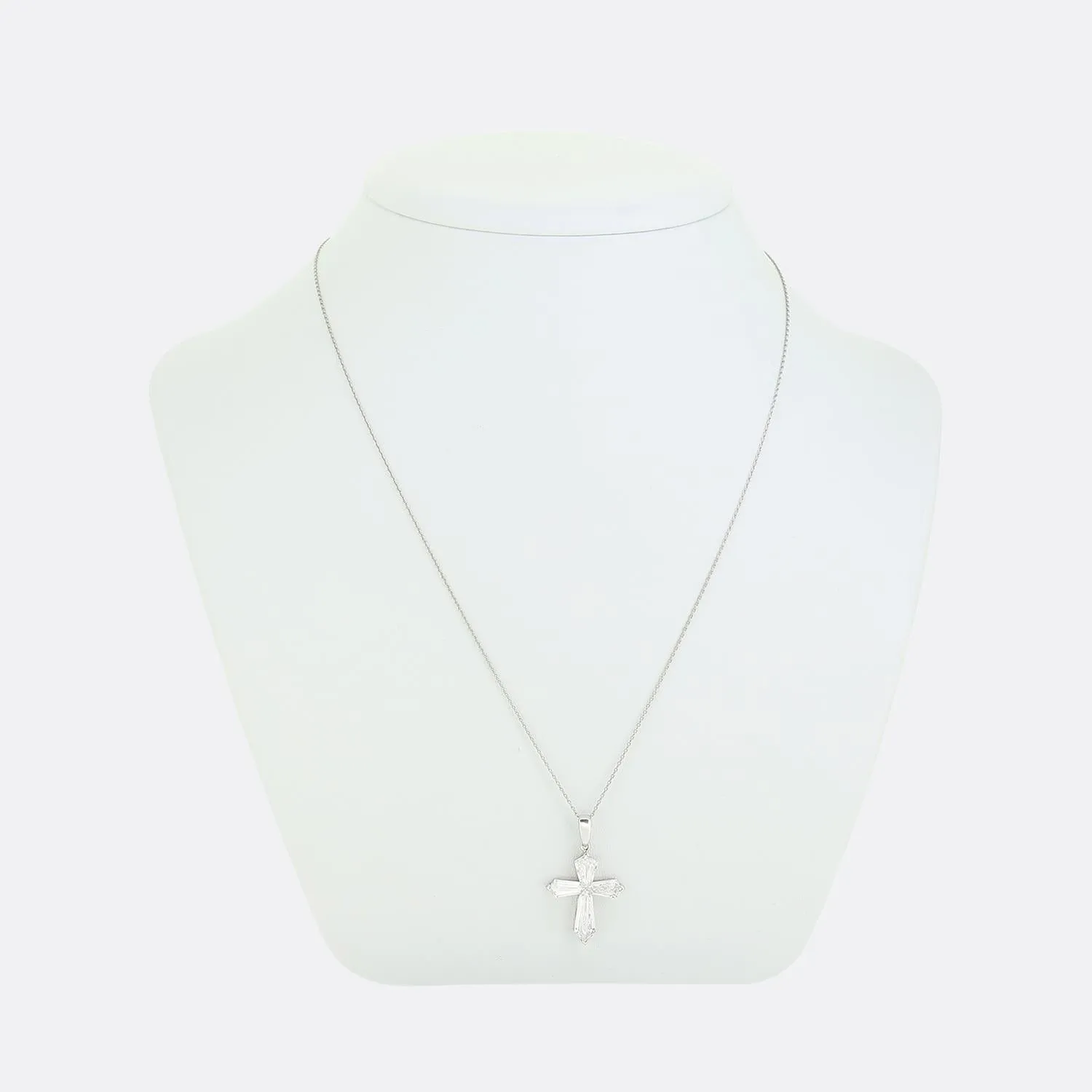 Art Deco 2.49 Carat Diamond Cross Pendant Necklace