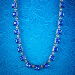 Art Deco Blue Paste Collar Necklace Circa 1920