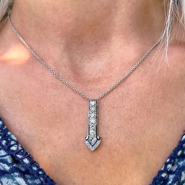 Art Deco Diamond & Sapphire Arrow Necklace