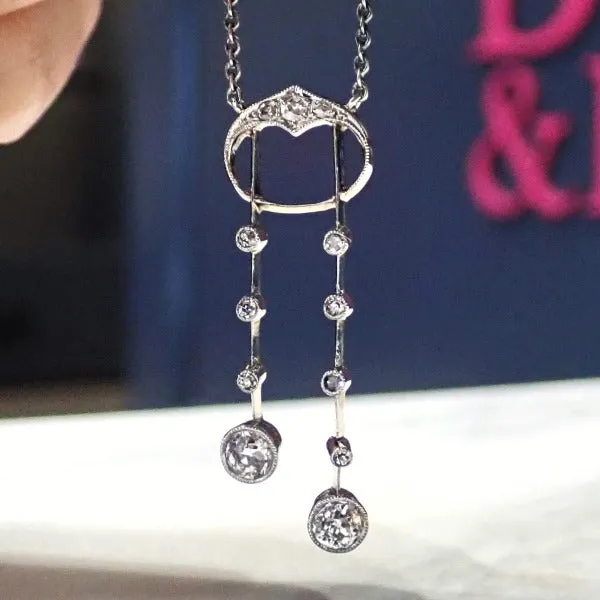 Art Deco Diamond Lavalier Necklace