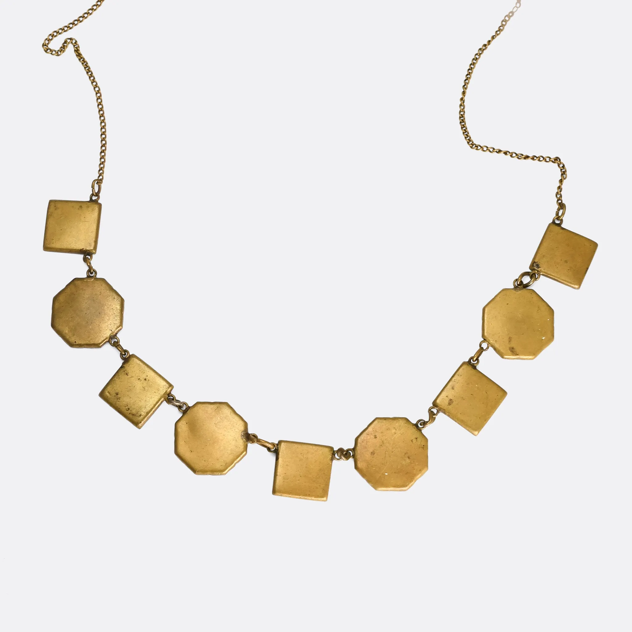 Art Deco Egyptian Revival Damascene Panel Necklace