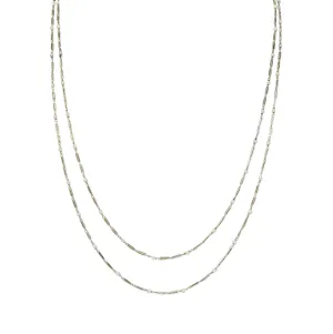 Art Deco French Pearl 18 Karat White Gold Vintage Paperclip Link Station 57" Long Chain Necklace