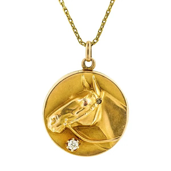 Art Deco Horse Head Diamond Locket
