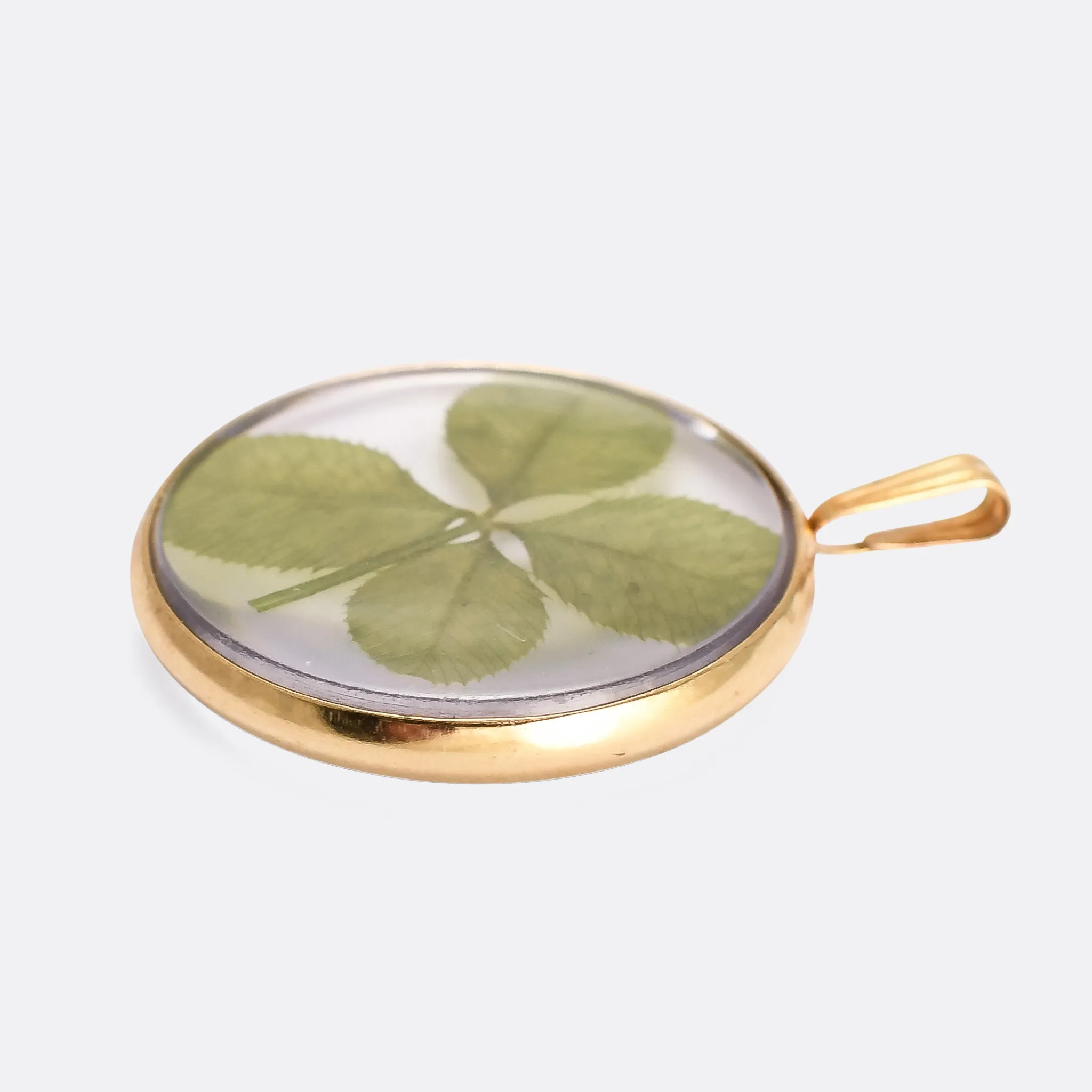 Art Deco Lucky Four-Leaf Clover Pendant