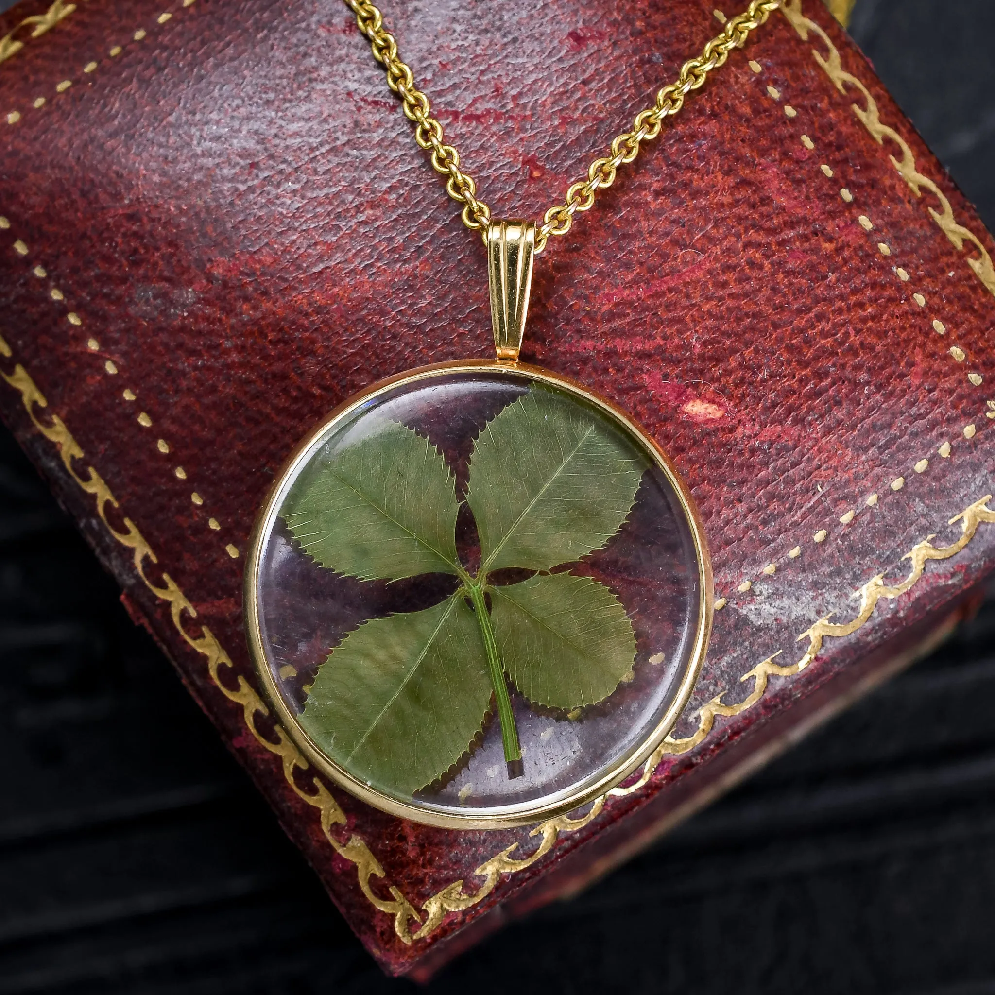 Art Deco Lucky Four-Leaf Clover Pendant