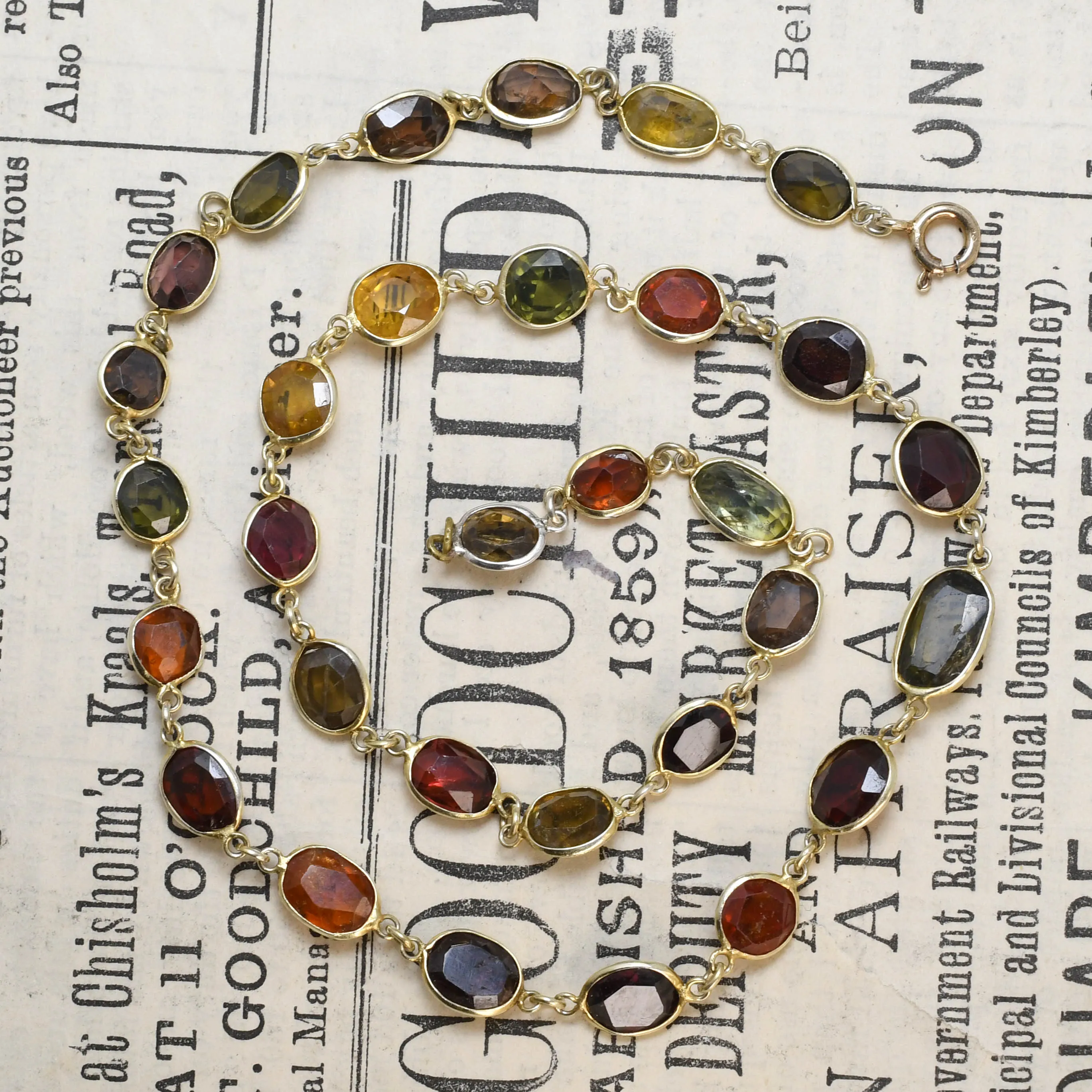 Art Deco Multi-Gem Chain Necklace on hold for JF