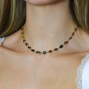 Art Deco Multi-Gem Chain Necklace on hold for JF