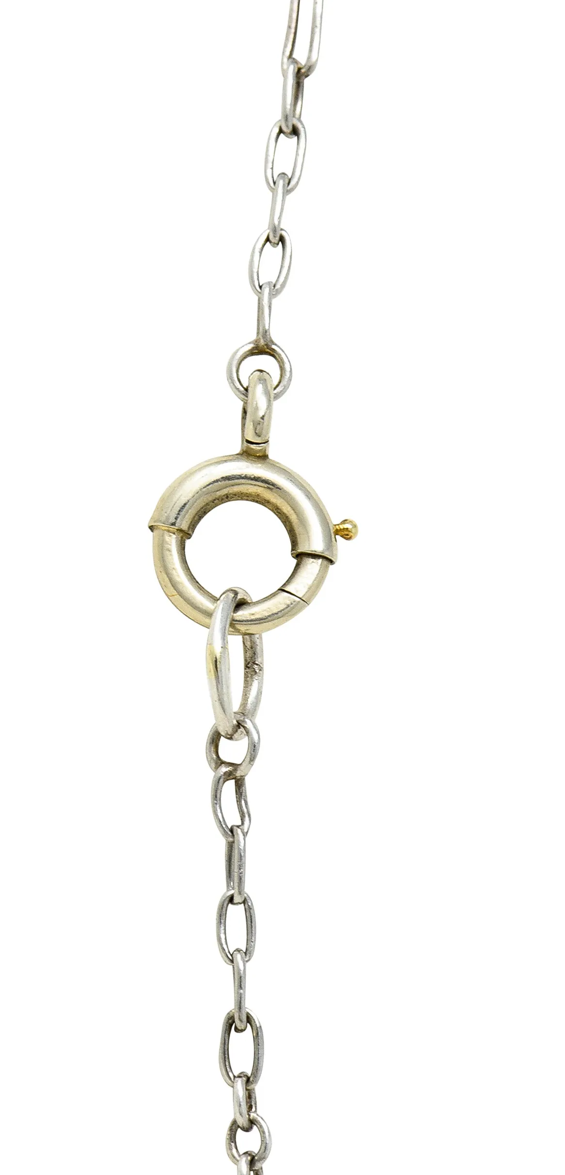 Art Deco Old European Cut Diamond Pearl Carved Jade Platinum Serpent Lavalier Drop Necklace