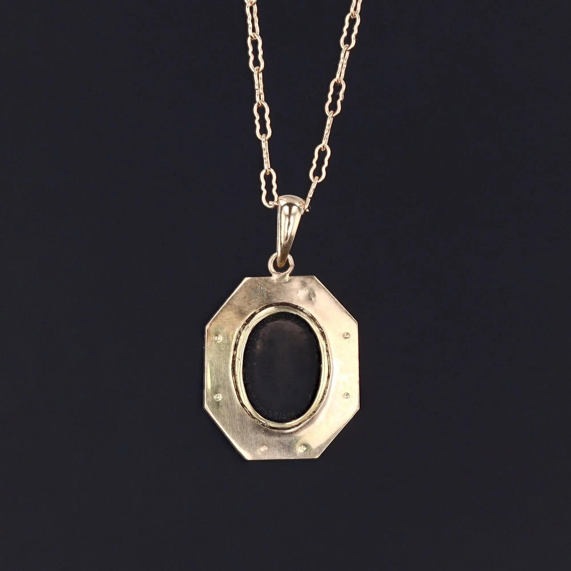 Art Deco Onyx Conversion Pendant of 14k Gold
