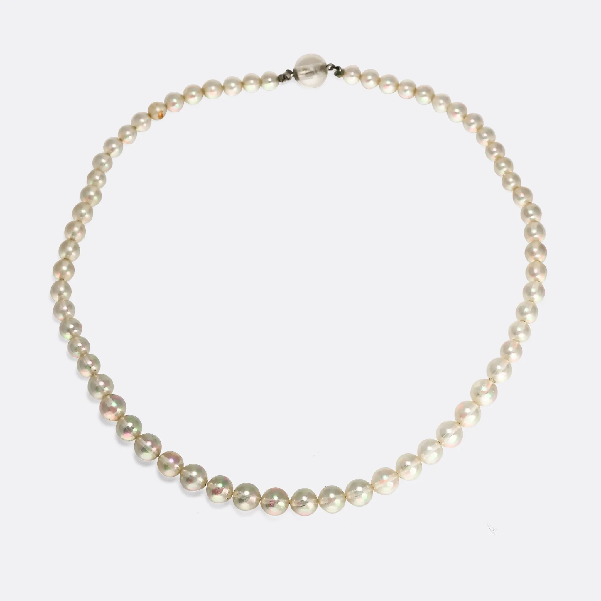 Art Deco Opalescent Glass Bead Necklace