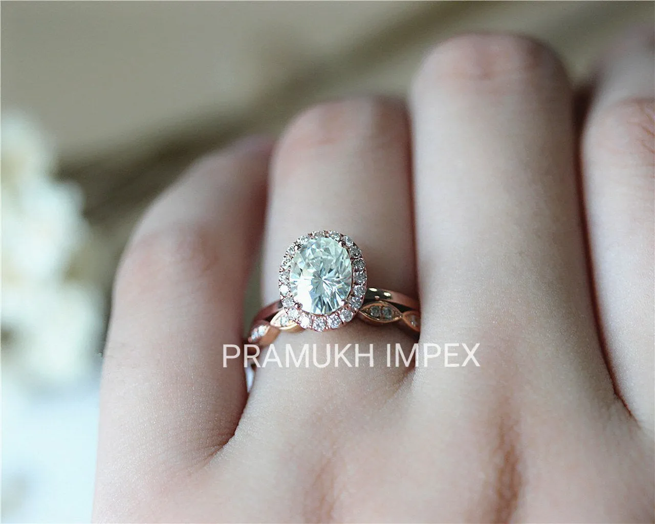 Art Deco Oval Moissanite Engagement Ring Vintage Antique Style Wedding Ring set for women anniversary gift 1.76TCW