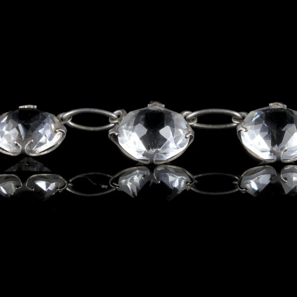 Art Deco Paste Collar Necklace Silver Circa 1930