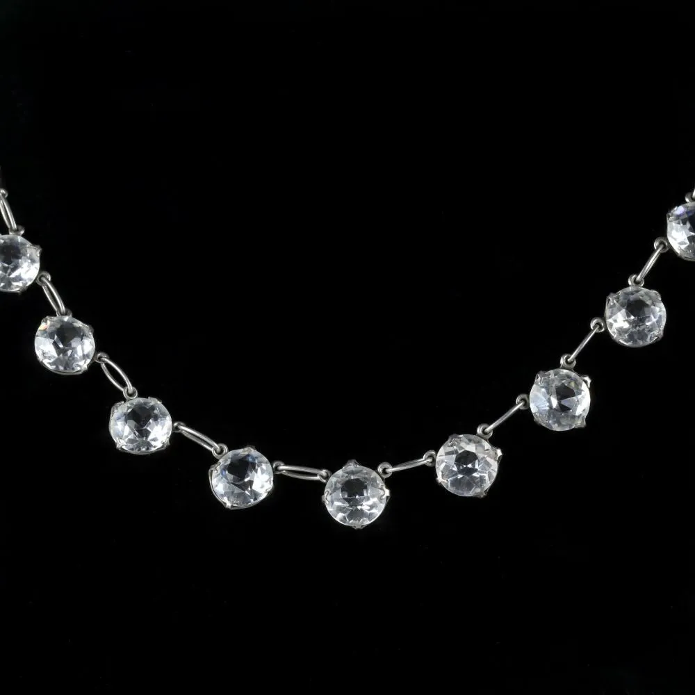 Art Deco Paste Collar Necklace Silver Circa 1930