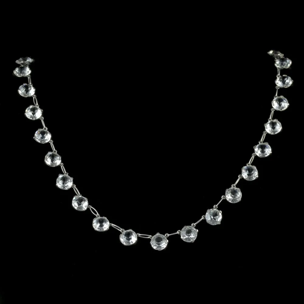 Art Deco Paste Collar Necklace Silver Circa 1930