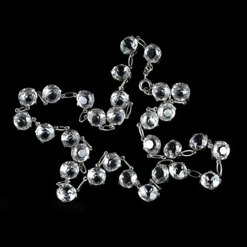 Art Deco Paste Collar Necklace Silver Circa 1930