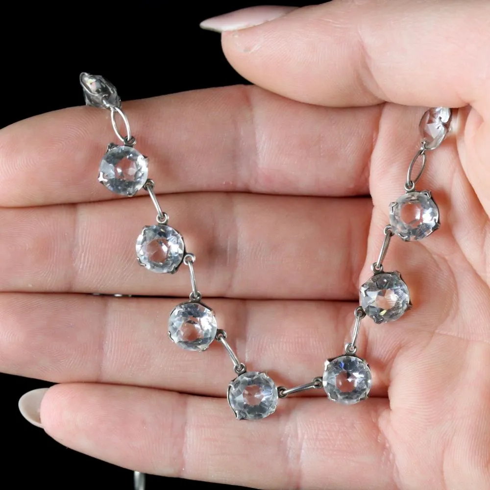 Art Deco Paste Collar Necklace Silver Circa 1930