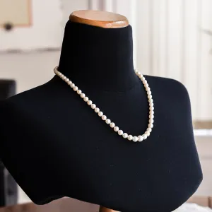 Art Deco Pearl Necklace with Pavé Diamond Navette Clasp