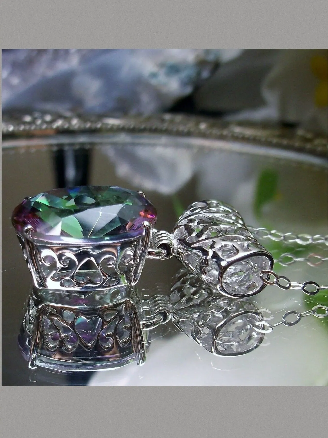 Art Deco Pendant, Mystic Topaz Victorian Revival Jewelry #P35