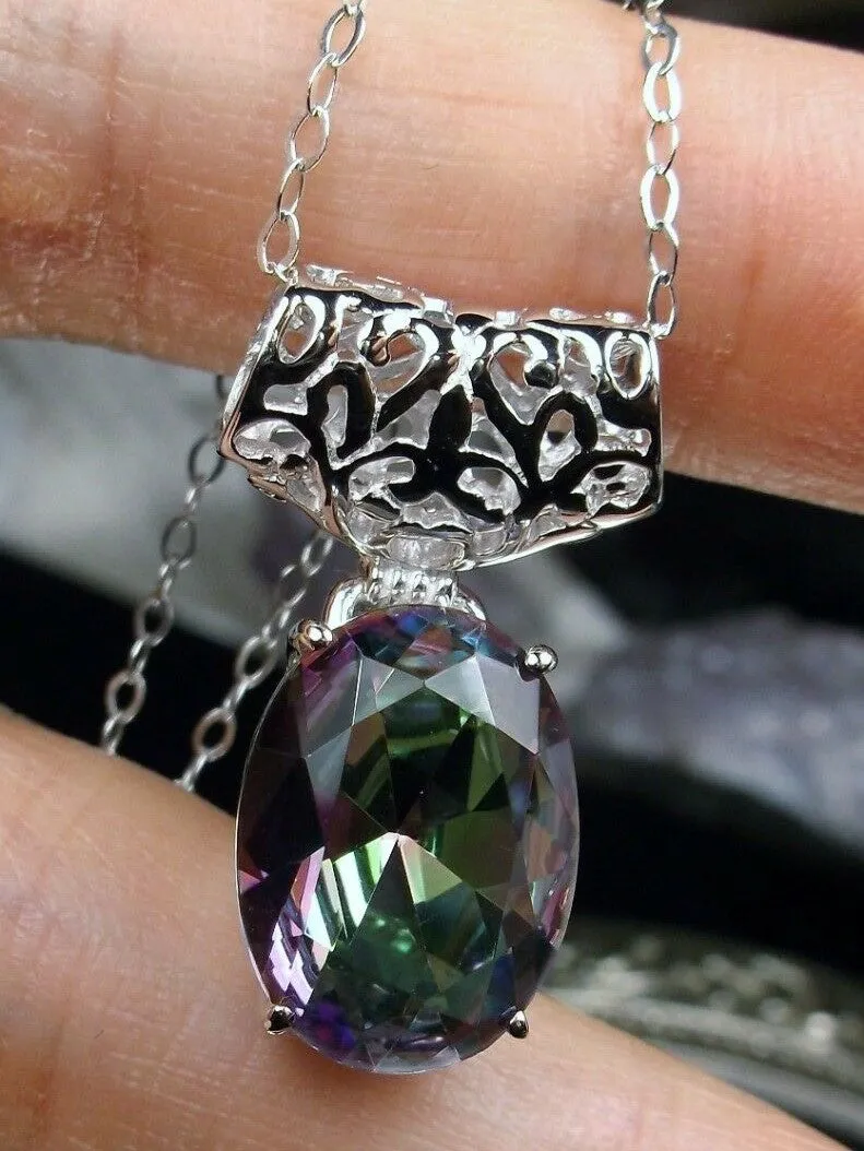 Art Deco Pendant, Mystic Topaz Victorian Revival Jewelry #P35