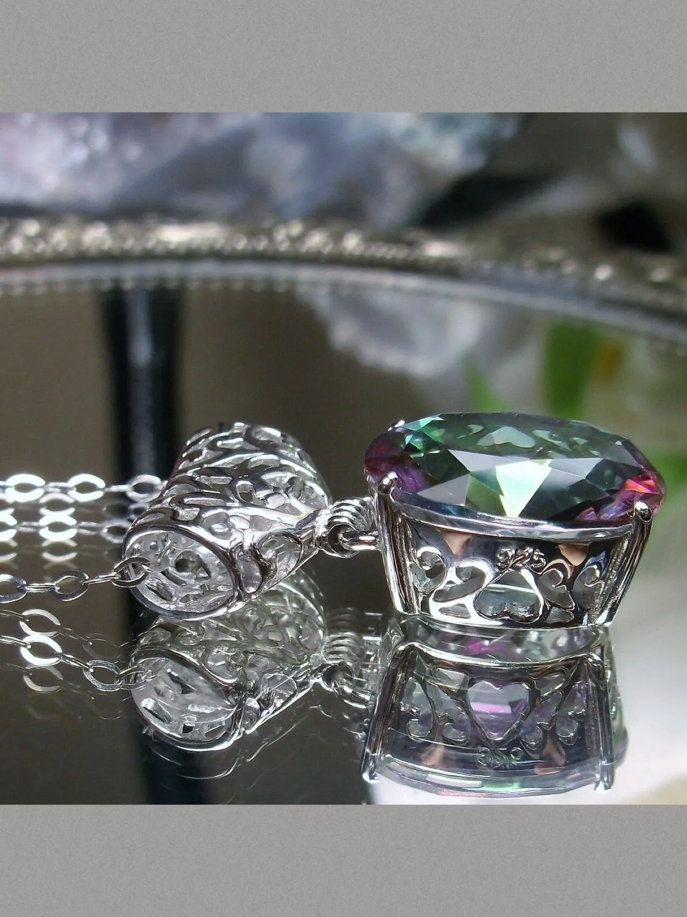 Art Deco Pendant, Mystic Topaz Victorian Revival Jewelry #P35