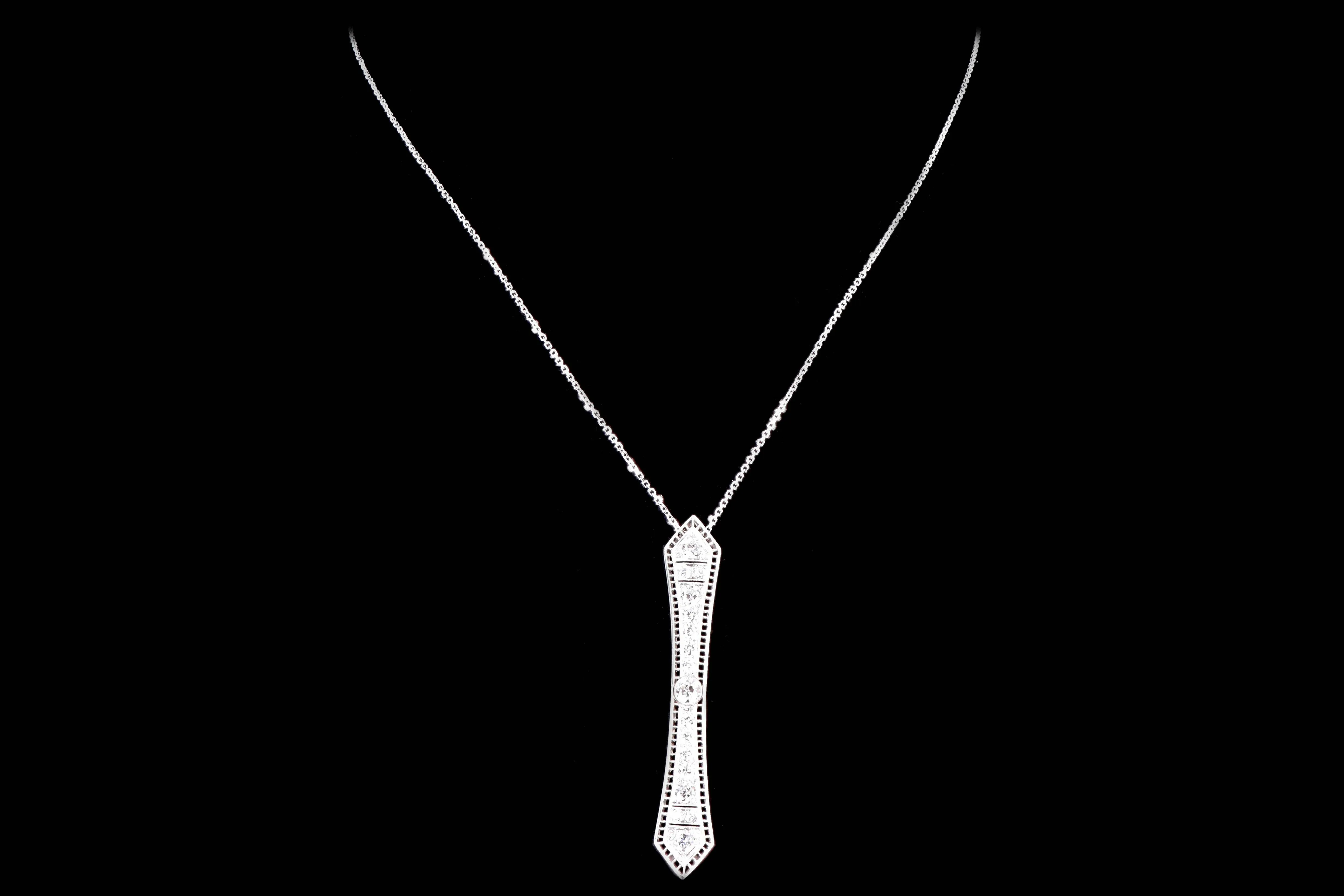 Art Deco Platinum 1.20 Carat Old European Cut Diamond Bar Pin Conversion Pendant Necklace