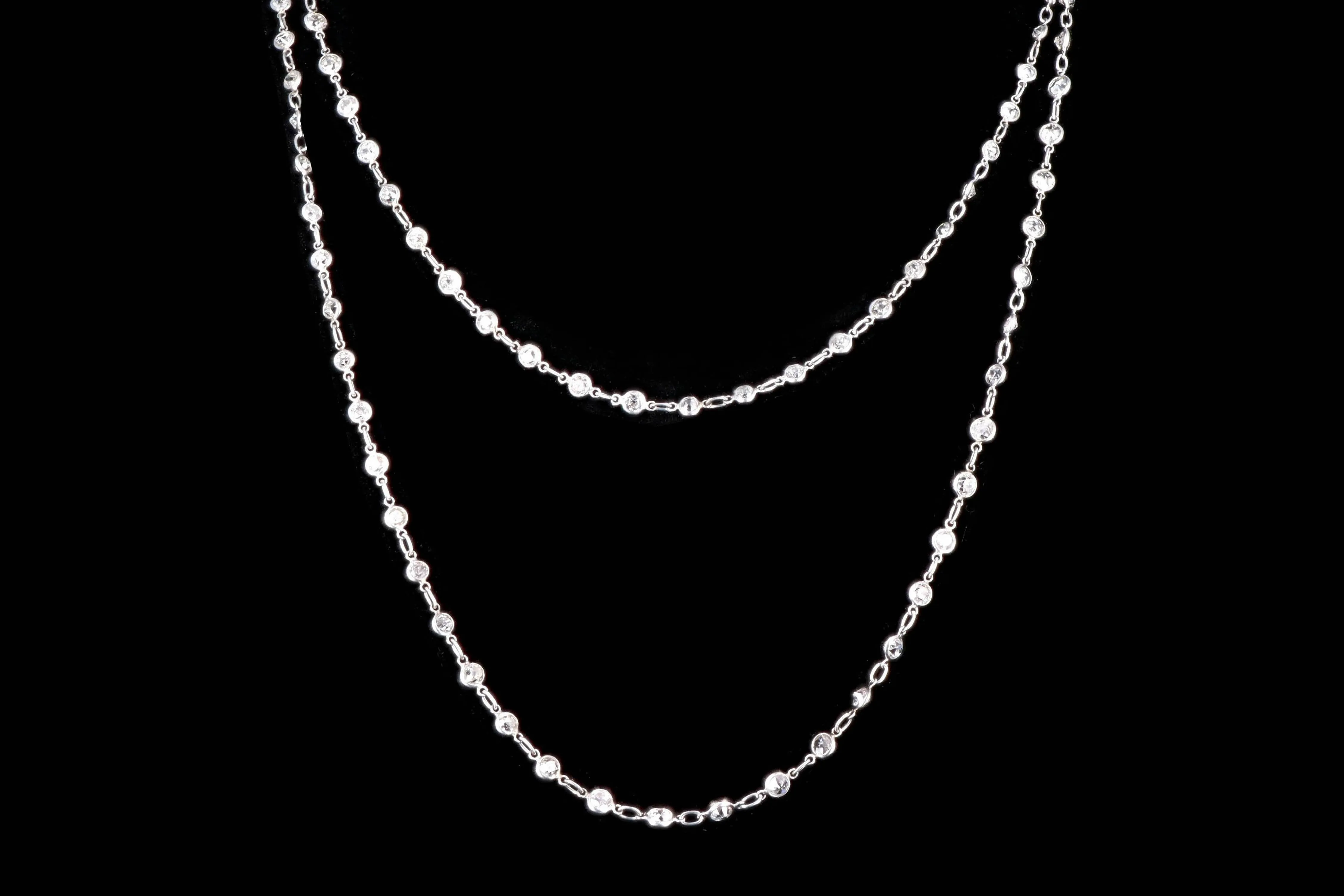 Art Deco Platinum 35 Carat Total Weight Old European Cut Diamond Necklace