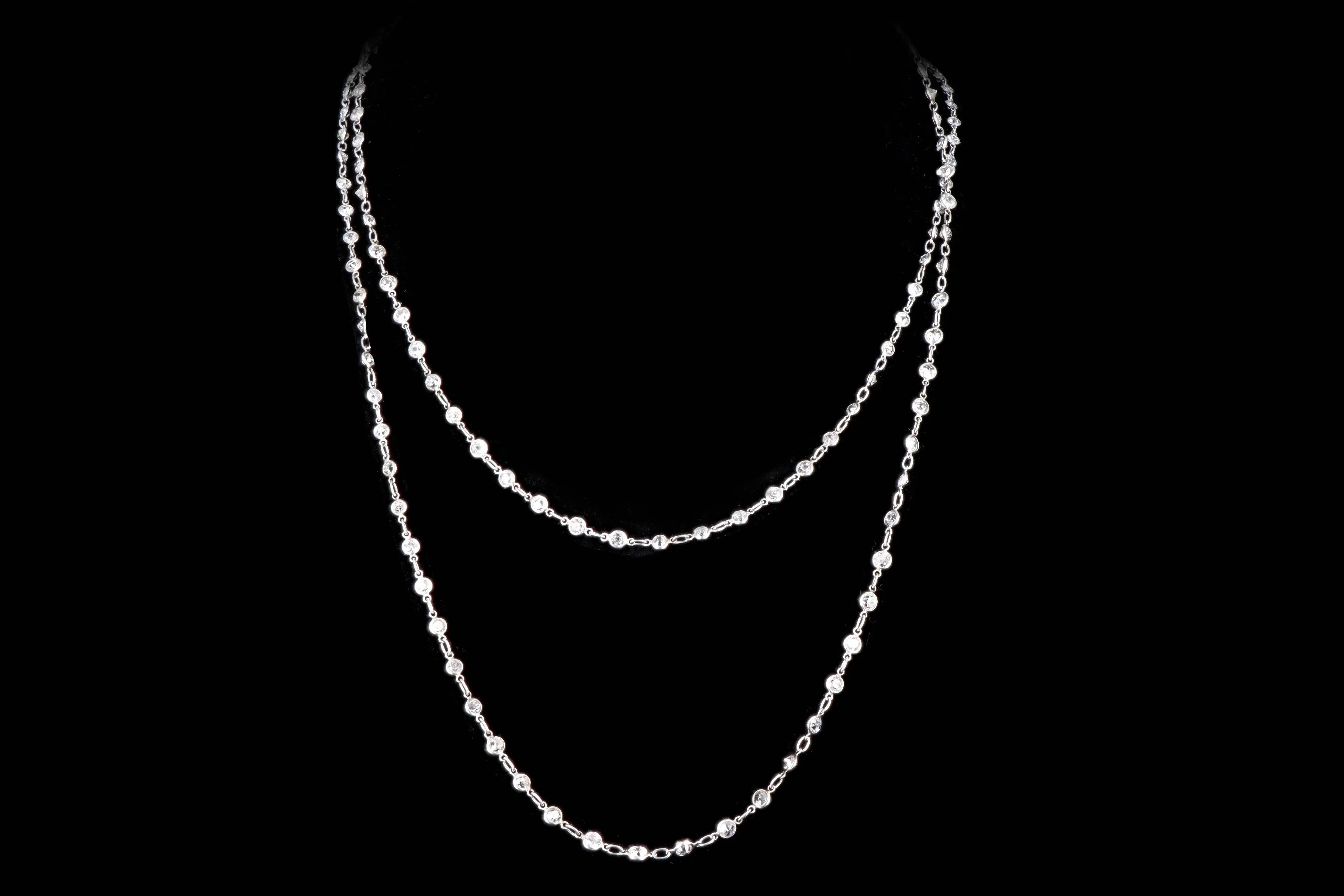 Art Deco Platinum 35 Carat Total Weight Old European Cut Diamond Necklace